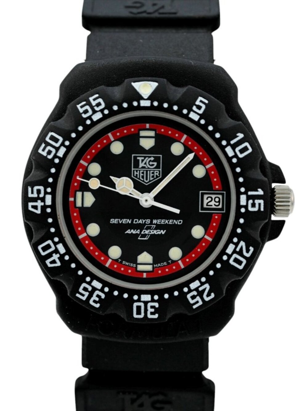 RARE Tag Heuer 35mm Formula 1 Black/ Red Ana Design Dial Watch! Ref: 383.513/1!